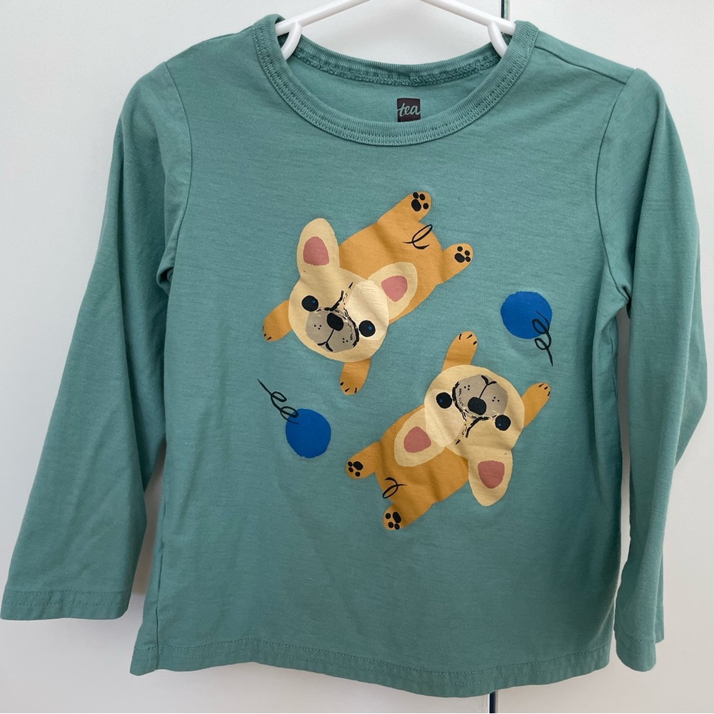 Tea Collection Kids Green Long Sleeve Shirt with Dog Print
